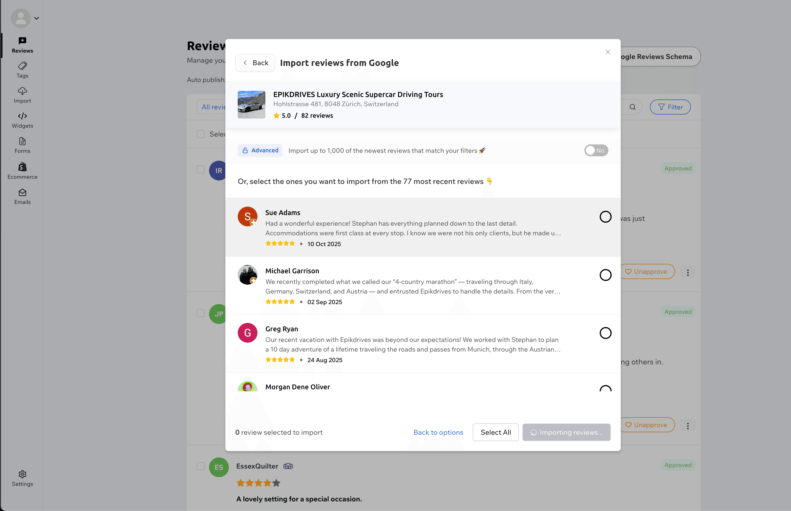 Import Google reviews to your ReviewsJet account.