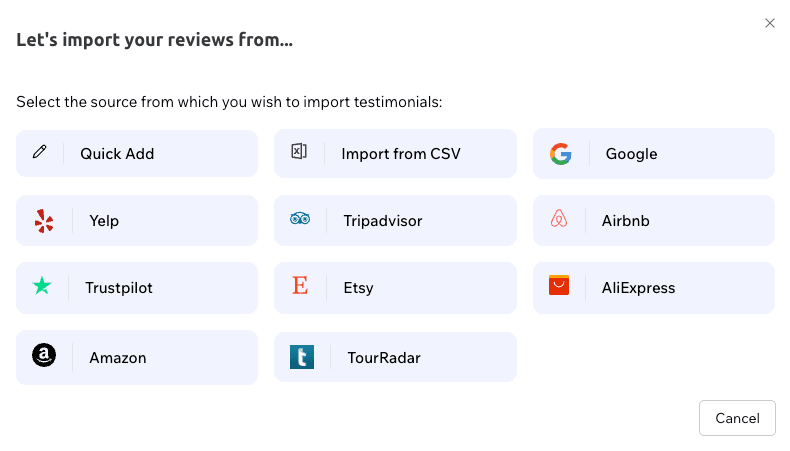 ReviewsJet Supported Review Sources